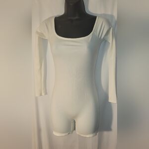 Fashion Nova Cream Long Sleeve Jumpsuit